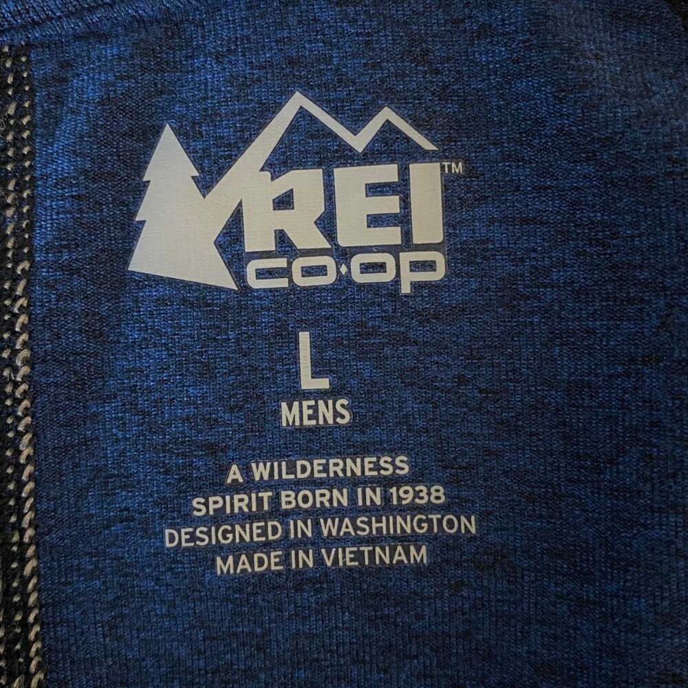 REI Co-op Quarter Zip Shirt Blue Men's Large Athletic Stretch Hiking Base-Layer - Picture 8 of 12